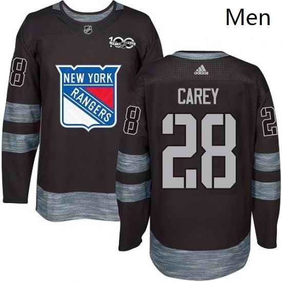 Mens Adidas New York Rangers 28 Paul Carey Premier Black 1917 2017 100th Anniversary NHL Jersey